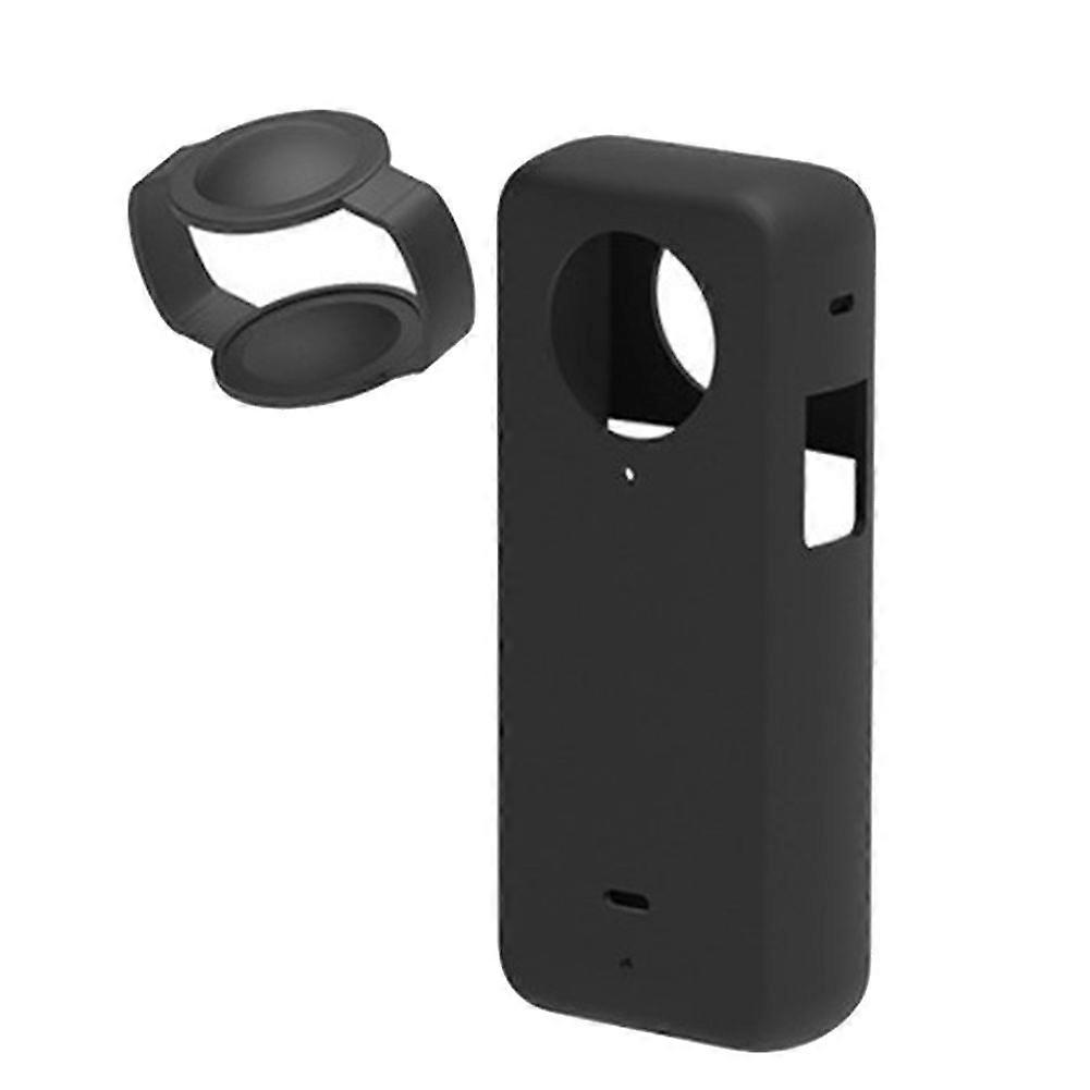 Silicone Case for Insta 360 X3 Panoramic Action Camera Silicone Protective Case Anti-Drop Case(Blac