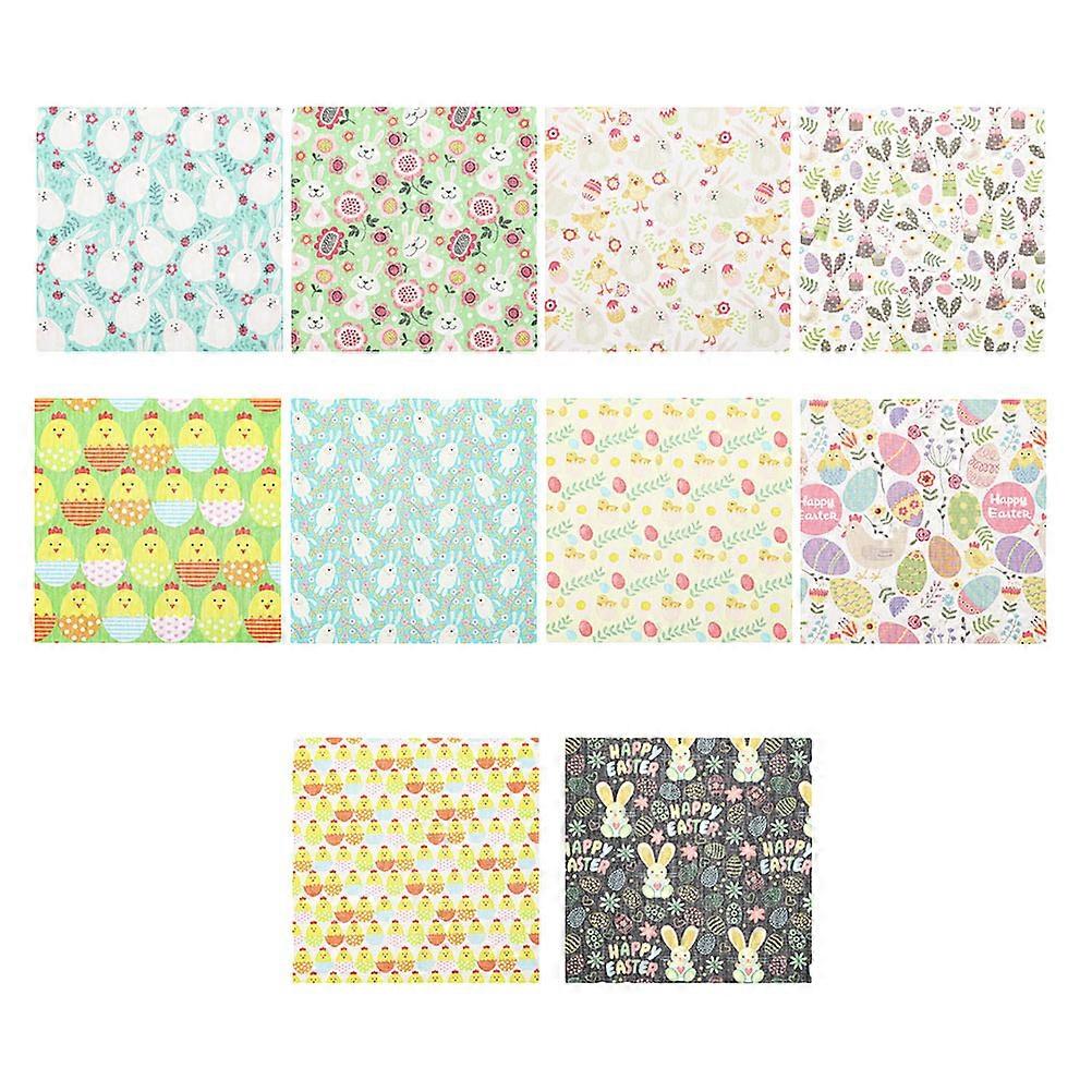 Easter Patchwork Cloth Cotton Fabric for DIY Use 10Pcs Rabbit Printed Quilting