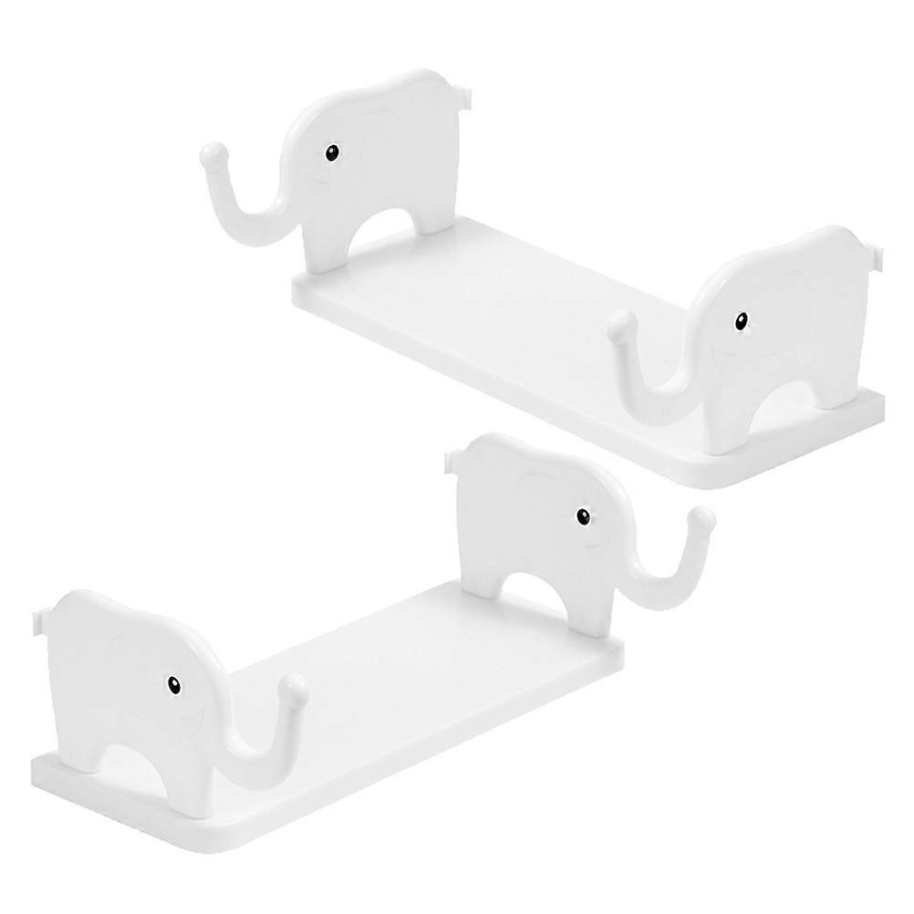 Floating Shelf Adhesive Wall Storage Shelf for Storage 2Pcs White PP Material