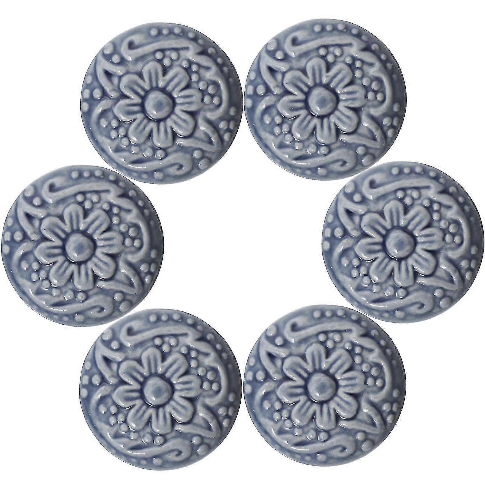 Blue Ceramic Cabinet Knobs for Drawer Dressers Decorative 6Pcs Pack