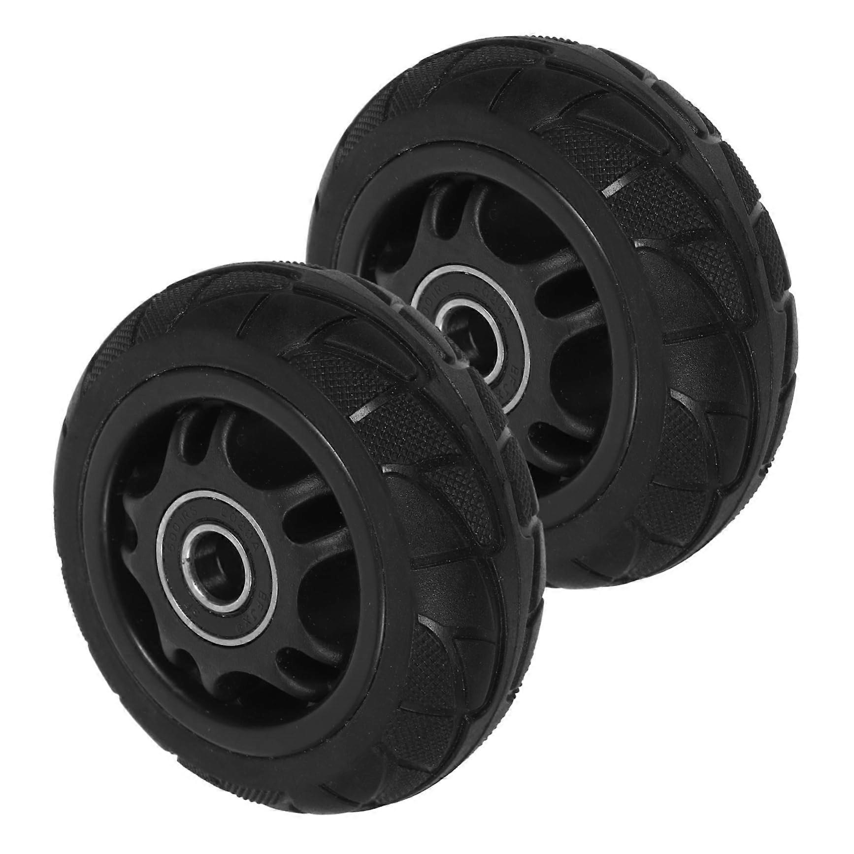 2pcs Solid Rubber Caster Wheels for Trolleys, Quiet Smooth Rolling, Durable Floor Protection