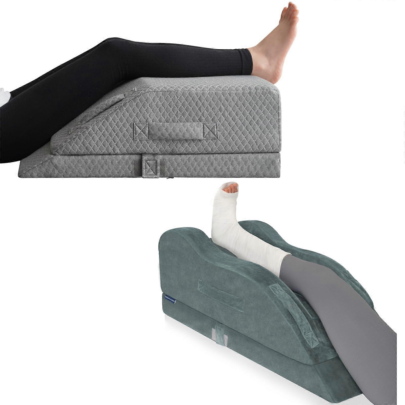 Adjustable Leg Elevation Pillow with Breathable Removable Cover and Durable Foam Support