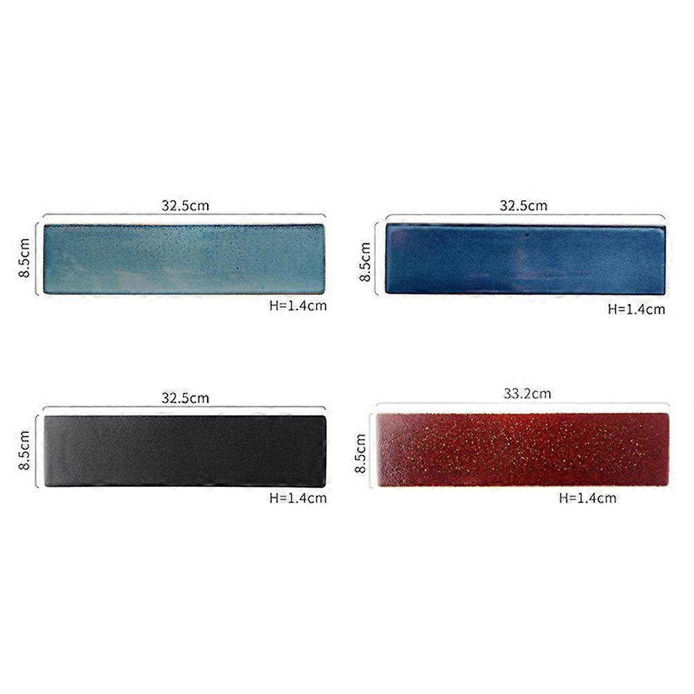 Ceramics Sushi Plate Rectangular Dish for Storage Light Blue