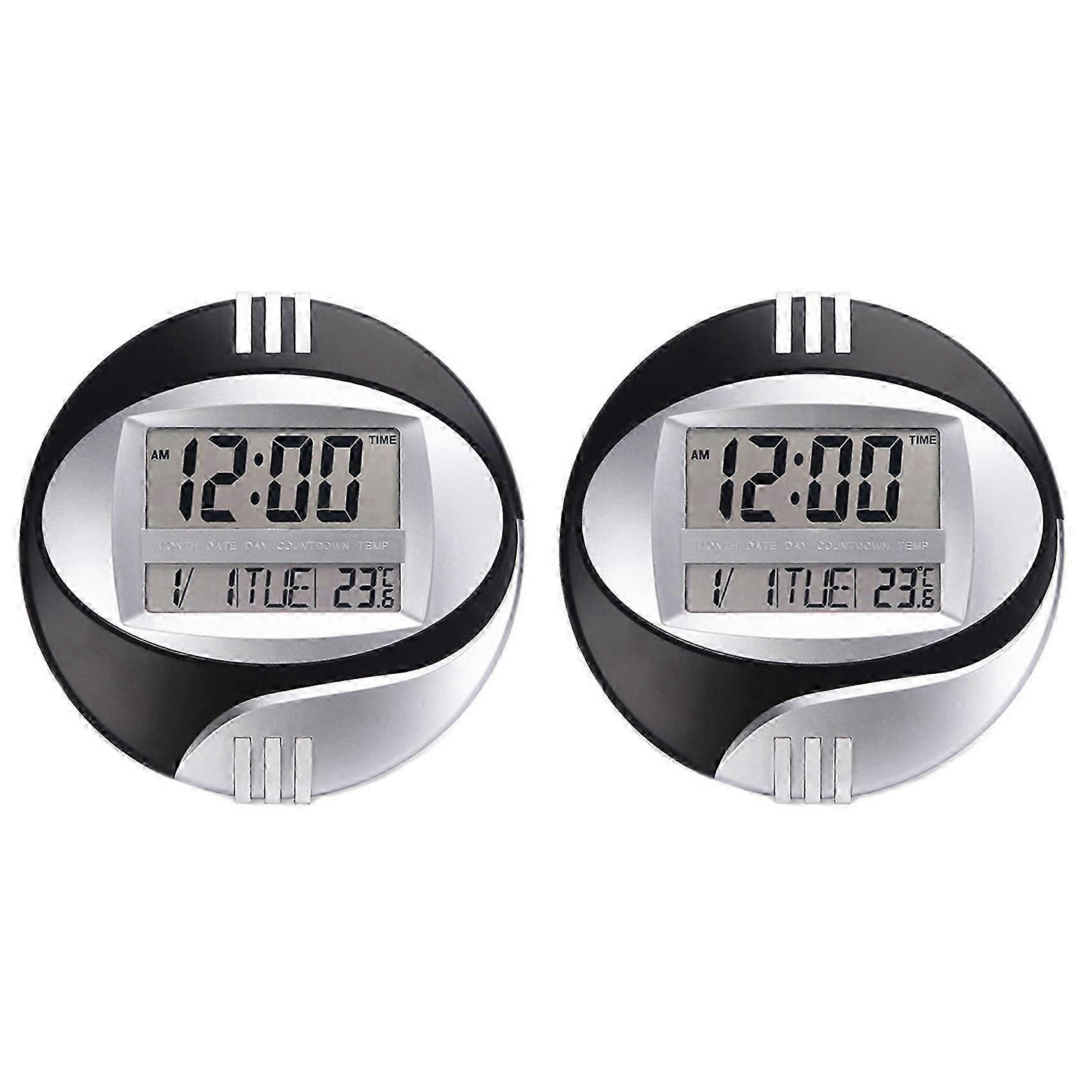 2X Temperature Display Digital Wall Clock | LCD Modern Calendar | Mute | Foldable Bracket