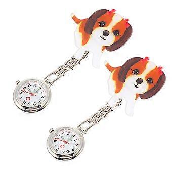 Montre de poche argentée à suspendre, motif dessin animé, pour la décoration (lot de 2), cadeau pratique