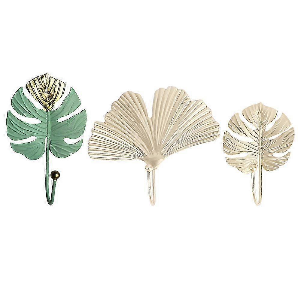 Leaf Shape Hook Iron Wall Hook for Storage Use 3Pcs Decorative