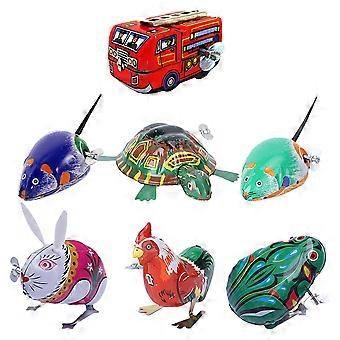 7pcs Cartoon Modell Niedliches Eisen Cartoon Vintage Stil Dekor Aufziehspielzeug Desktop Ornament