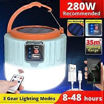 Luz de emergência solar recarregável por USB LED para acampamento à prova d'água