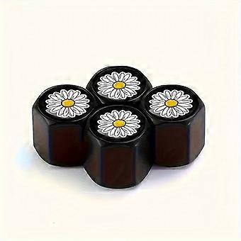 4 stks Daisy Flowers Chrysant Bladeren Auto Wiel Band Banden Ventiel Stam Caps, Stijl Antirust Koperen Kern Motorfiets Fiets Stof Stam Auto-accessoires