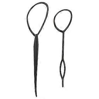 2 pcs Topsy Tail Hair Styler Hair Style Hair Twister Snare Loop Black