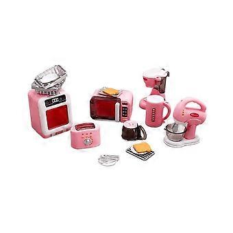 1/6 Skala Dockhus Miniatyr Möbel Hushållsapparat Rosa Kaffemaskin Äggvisp Modell för Docktillbehör Leksaker