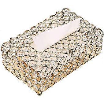 Rectangular Crystal Tissue Box Cover, Decorative Toilet Paper Box, Crystal Napkin Rack, Bathroom/dresser/bedside Table/desk/table Towel Rack, Gold
