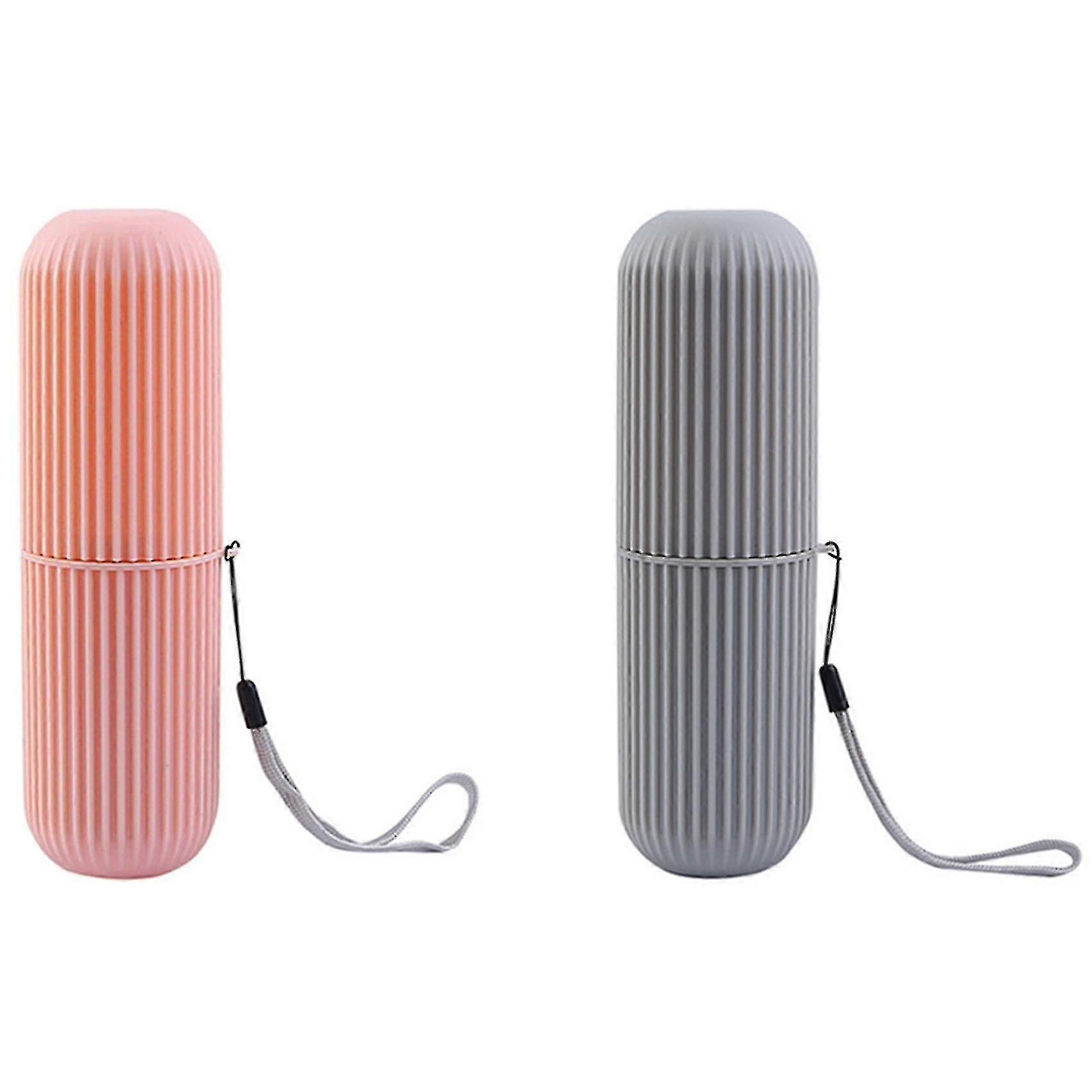 2 Pcs Portable Toothbrush Kits Toothpaste Cup Holder Storage Box
