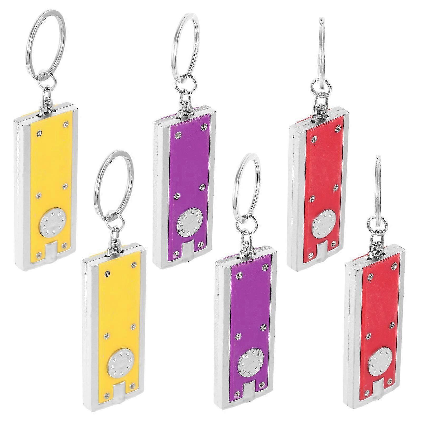Flashlight Keychains LED for Decoration 6Pcs Mixed Color Key Ring Set