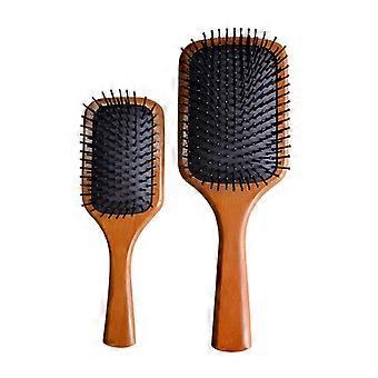 2Pcs Air Cushion Wooden Paddle Hair Brush Set Detangling Massage Hairbrush Kit