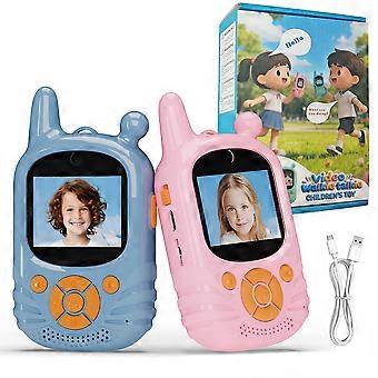 Video walkie talkie per bambini, 2 pezzi, videochiamate selfie HD da 2 pollici, fotografia a doppia fotocamera, giocattolo sensoriale per esterni, uso interno per campeggio ed escursionismo, regalo di compleanno