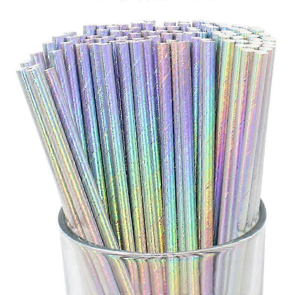 Silver Disposable Paper Drinking Straws 200pcs Bulk Pack