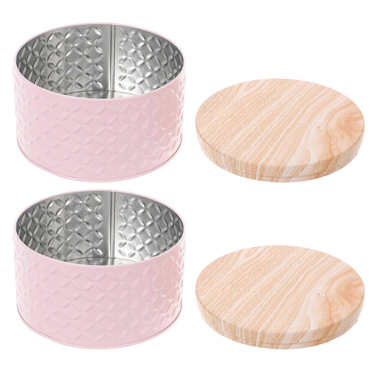 2pcs Iron Candy Box Biscuit Cake Storage Case Multifunctional Storage Box