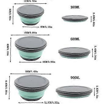 Folding Bowl With Lid, Silicone Portable Foldable Bowl Camping 3 Pcs
