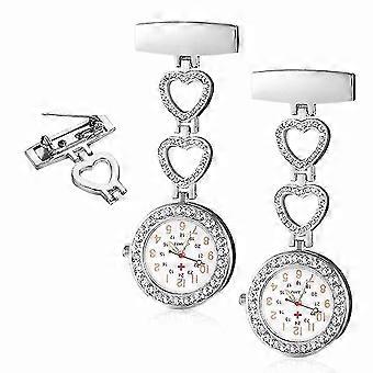 2x Clip-on Quartz zakhorloge voor verpleegkundigen en artsen, stabiel en gemakkelijk af te lezen.