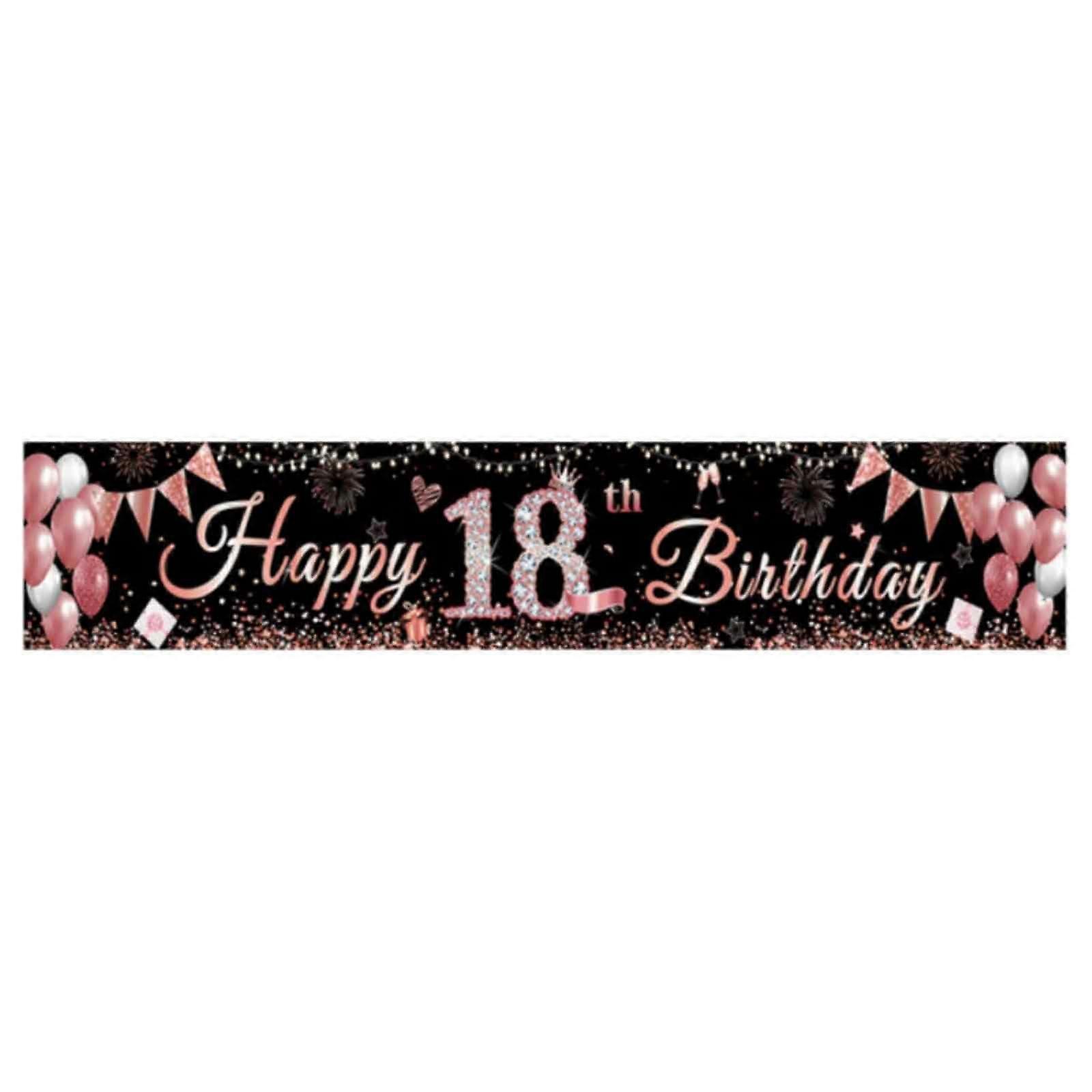 Black And Pink 18th Birthday Table Runner