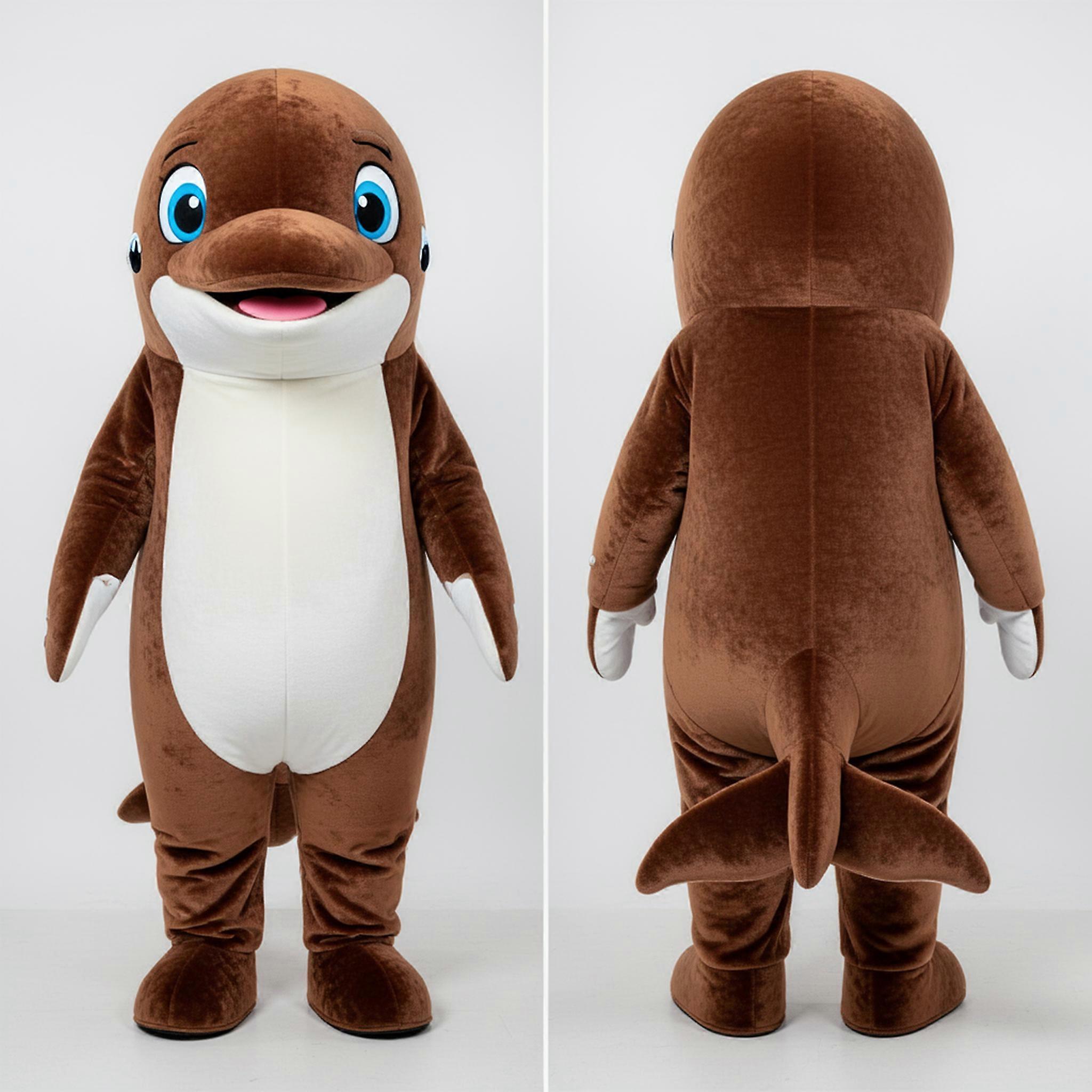 MASTICOT Brown Rounded Beluga Whale Mascot