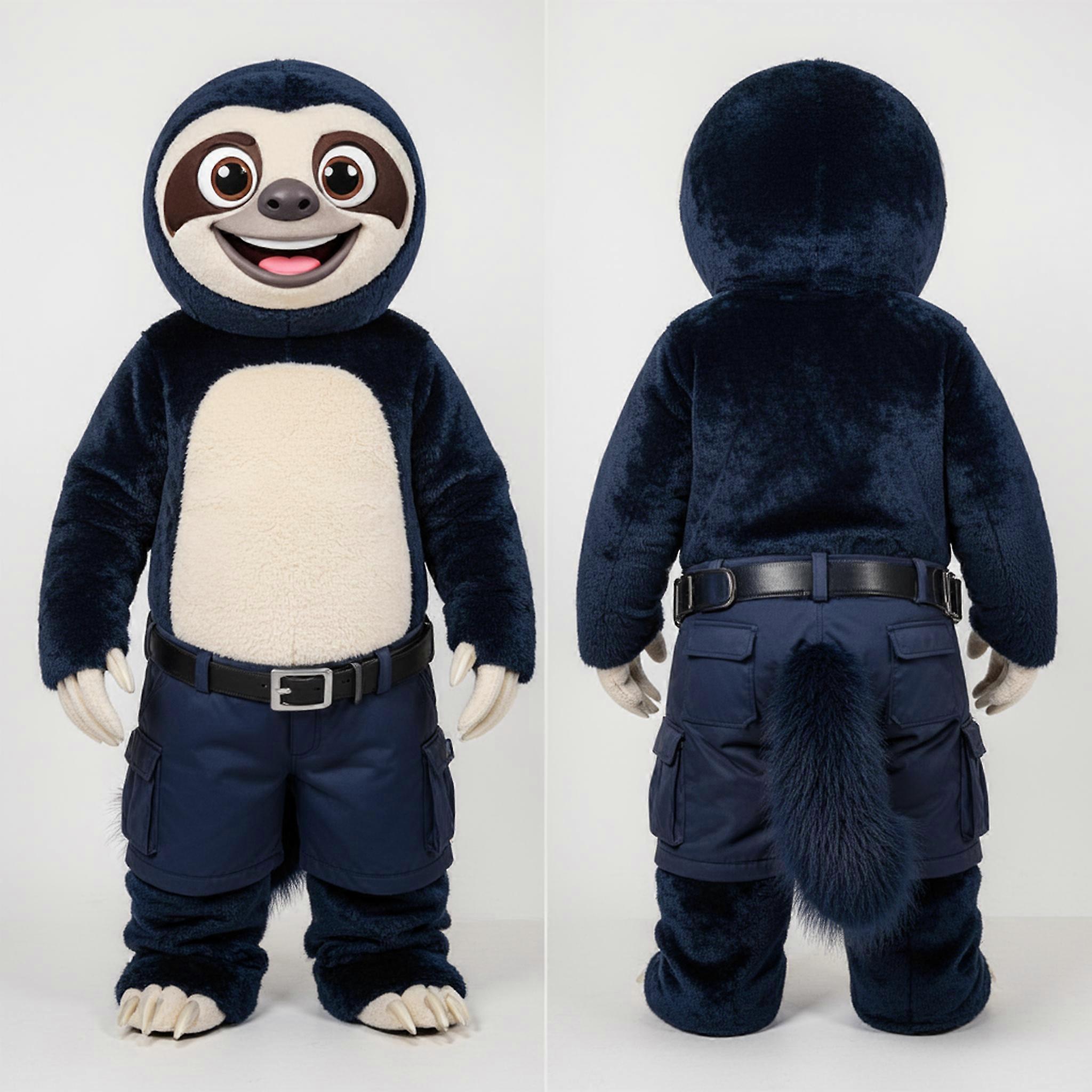 MASTICOT Navy Velvety Giant Sloth Mascot