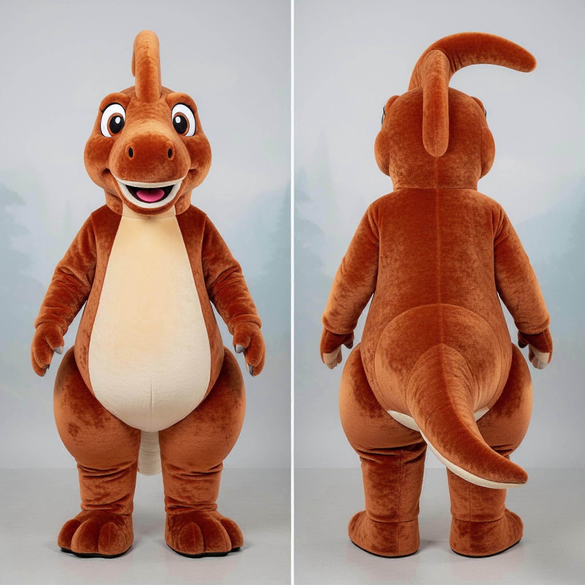 MASTICOT Rust Orange Friendly Parasaurolophus Mascot