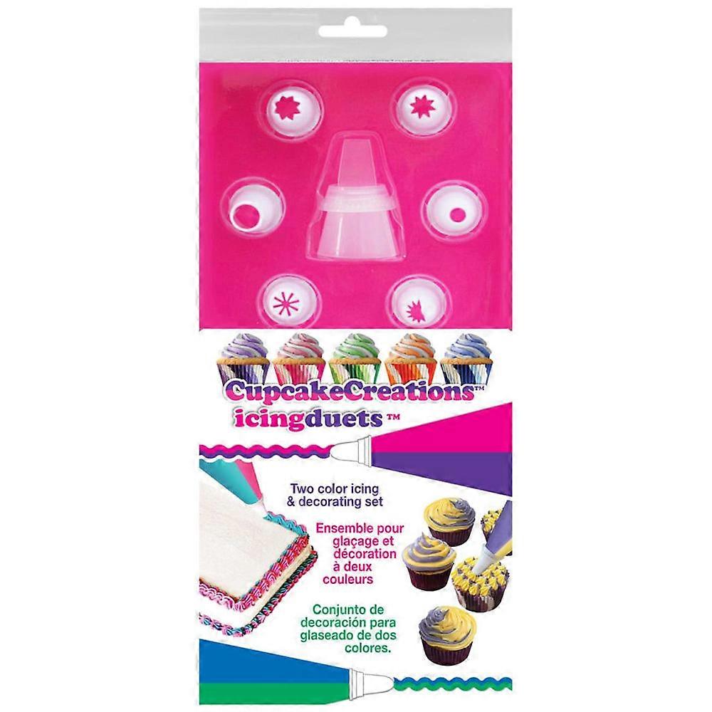 Cupcake Creations Icing Duets Decorating Set Includes 6 Different Nozzles