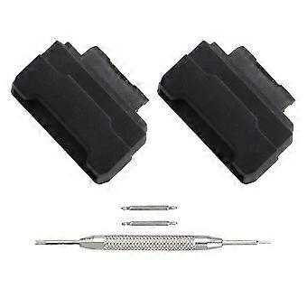 Black TPU Watch Strap Adapters, 2 Sets with Spring Bar Tools and Spring Bars, Watch Band Connection Replacement Parts