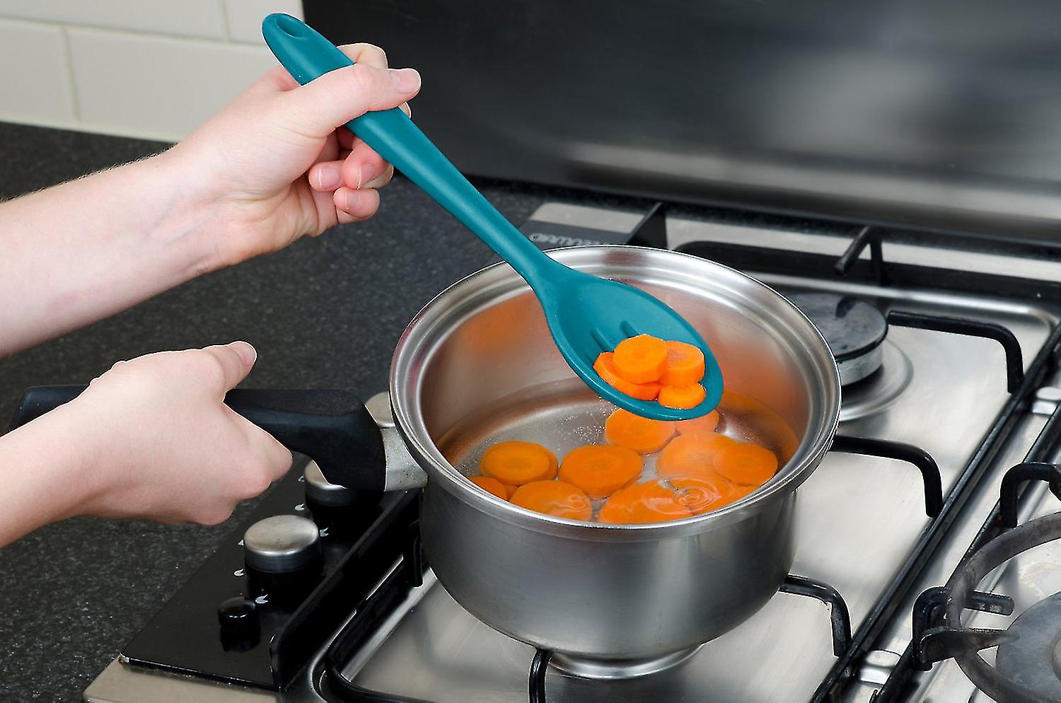 Slotted Spoon With Soft Grip Handle, Non Stick Safe Nylon
