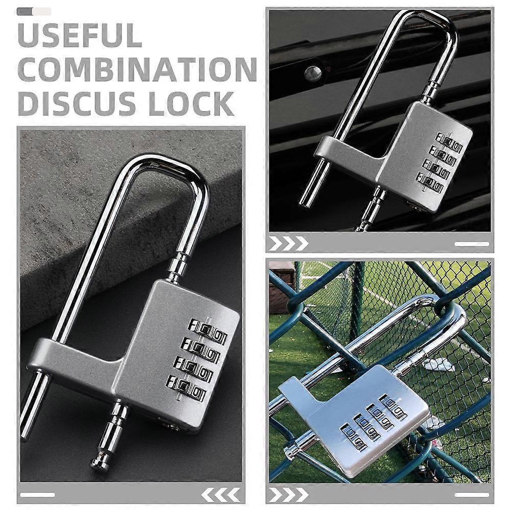 U Shaped Combination Lock Safety Digit Code Lock for Gate Silver Alloy