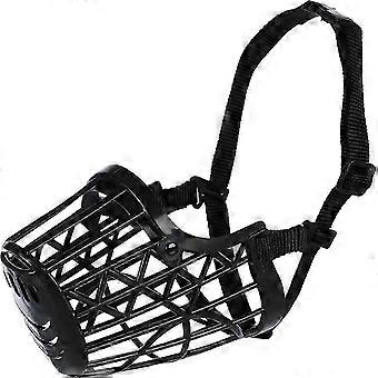 Dog Muzzle Breathable Plastic Mesh Anti-Bite Anti-Bark Black Nylon Strap 20cm Mouth Circumference
