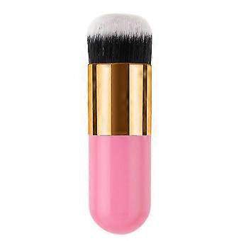 Foundation Brush, 1 Piece Chubby Makeup Brush for Blending Liquid Cream and Powder Cosmetics, Soft Dense Nylon Bristles, Golden and Pink
