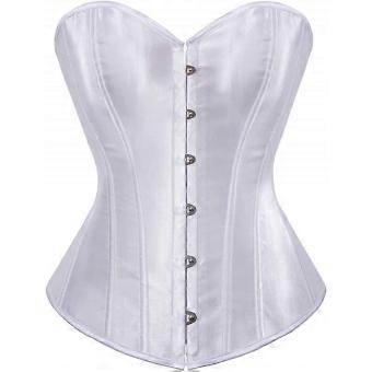 Plus-size Gothic satin overbust corset lingerie outfit for women, lace-up boned shapewear.A1
