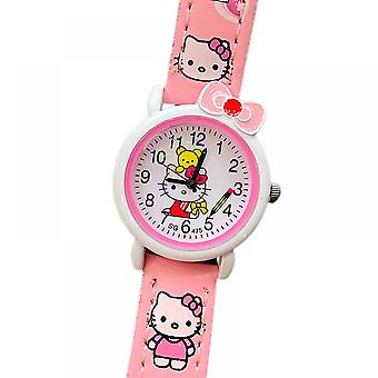 Veeki Child Learning Time Quartz Watch,cartoon 3d Strap,read Time Study Time Todder Watch,kindergarten Learn Time Watchespink