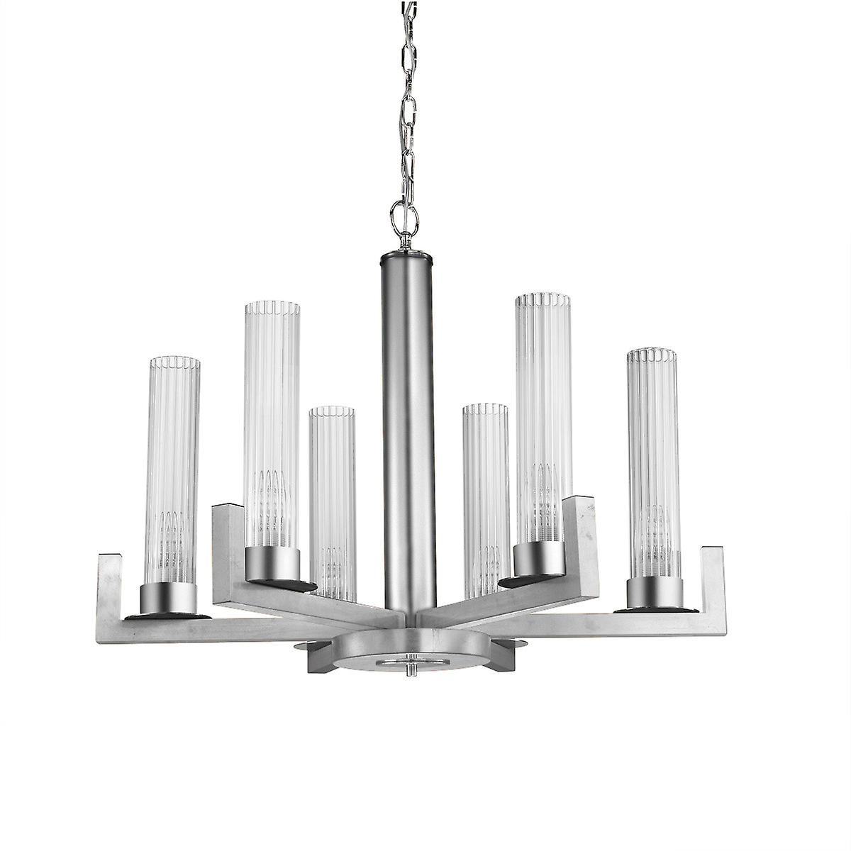 Kolarz Raggio Multi Arm Pendant Ceiling Light 6 Light Silver Leaf
