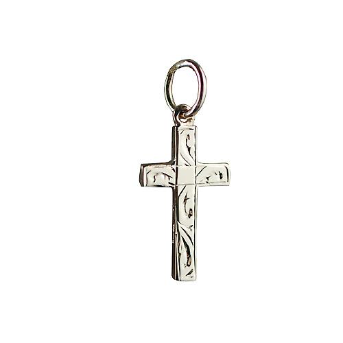 9ct Gold17x10mm hand engraved solid block Cross
