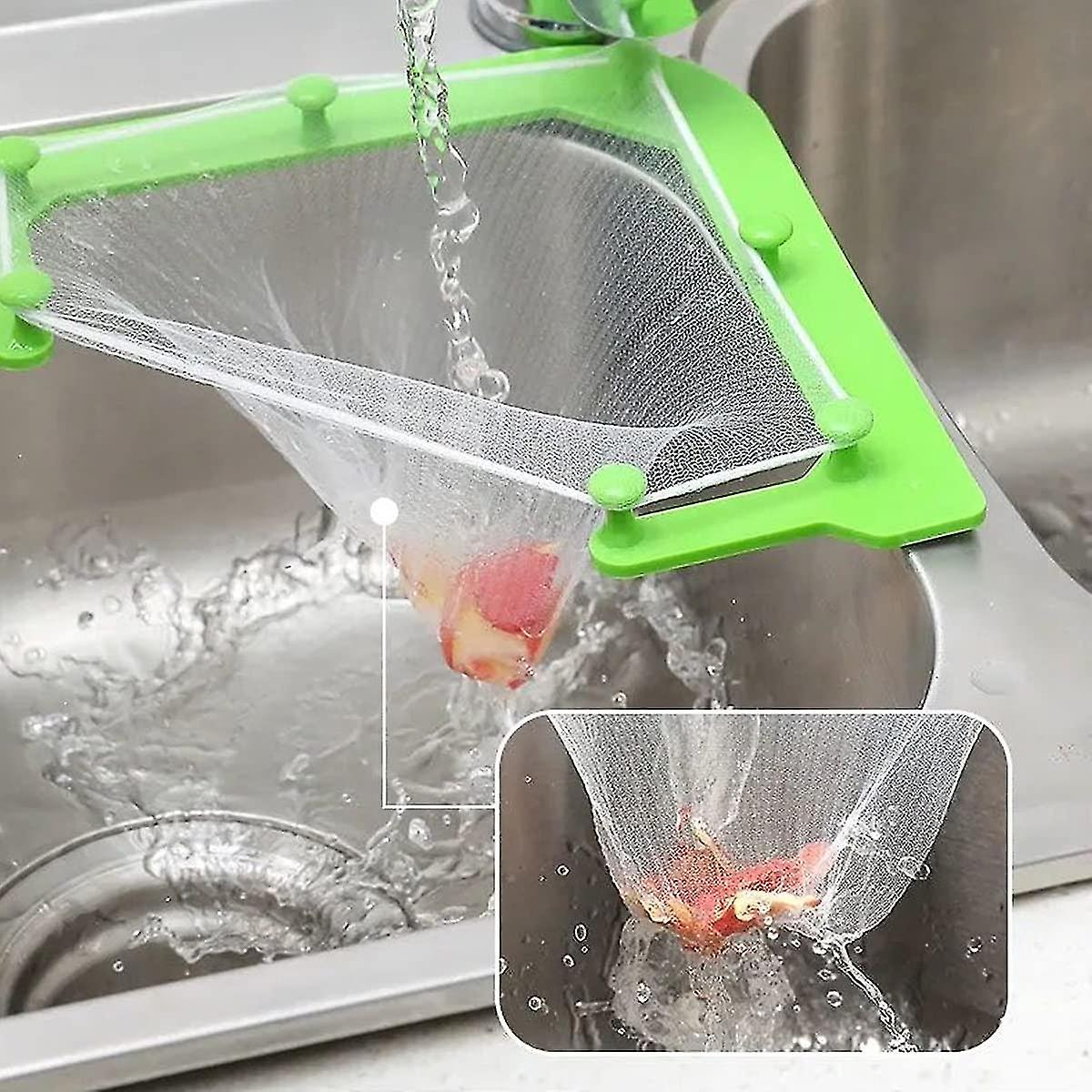 Sink Strainer Bag, Kitchen Sink Strainer With 100 Pcs Disposable Net, Triangle Tri-holder Filter, Hanging Mesh Sink Net Bag, Kitchen Fine Mesh Bag, Fo