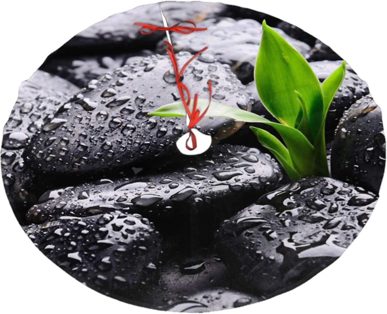 Christmas Tree Skirt Rain Drops Over Rock Christmas Decoration Plush Tree Skirt