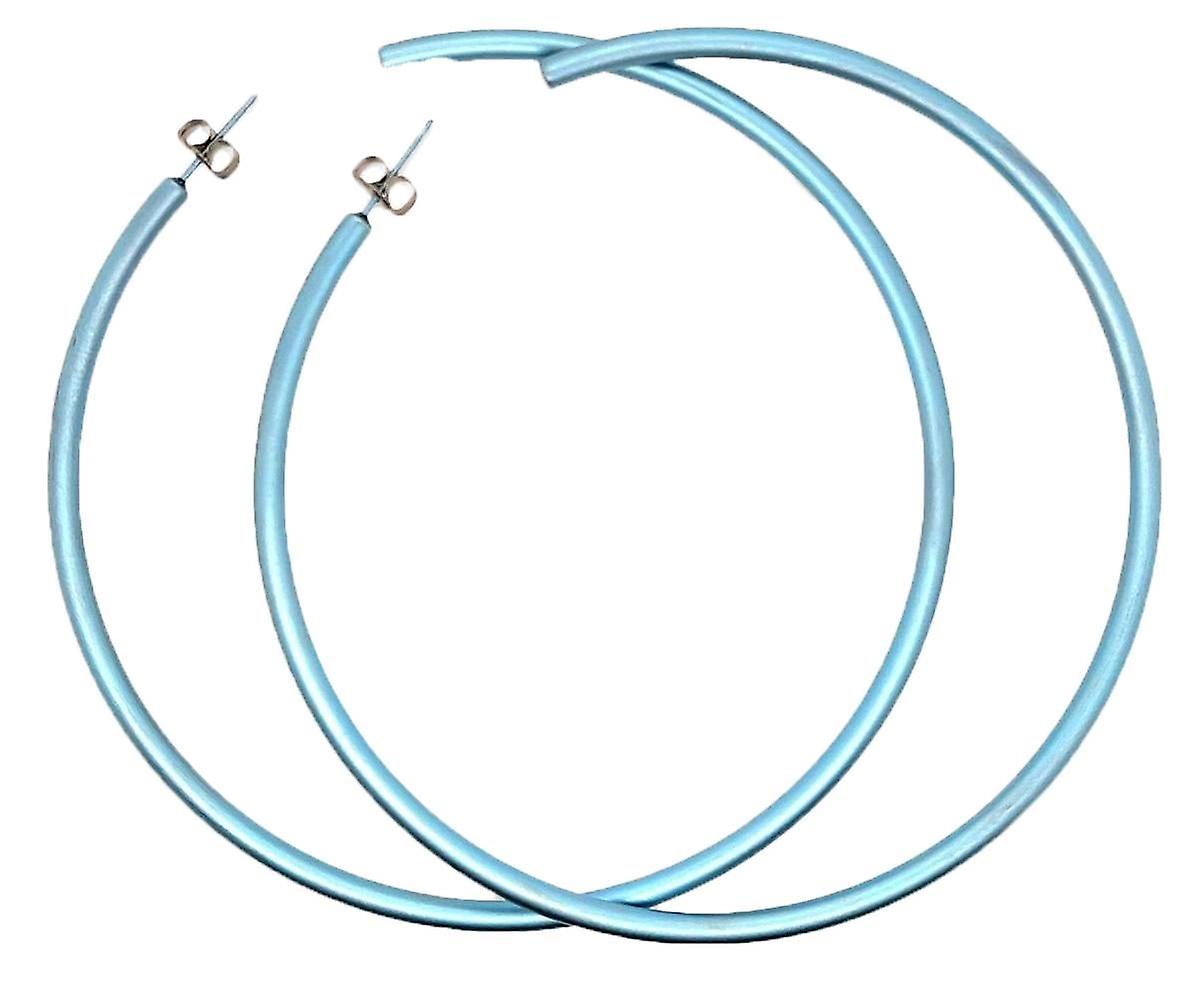 Ti2 Titanium Extra Large Round Hoop Earrings - Light Blue