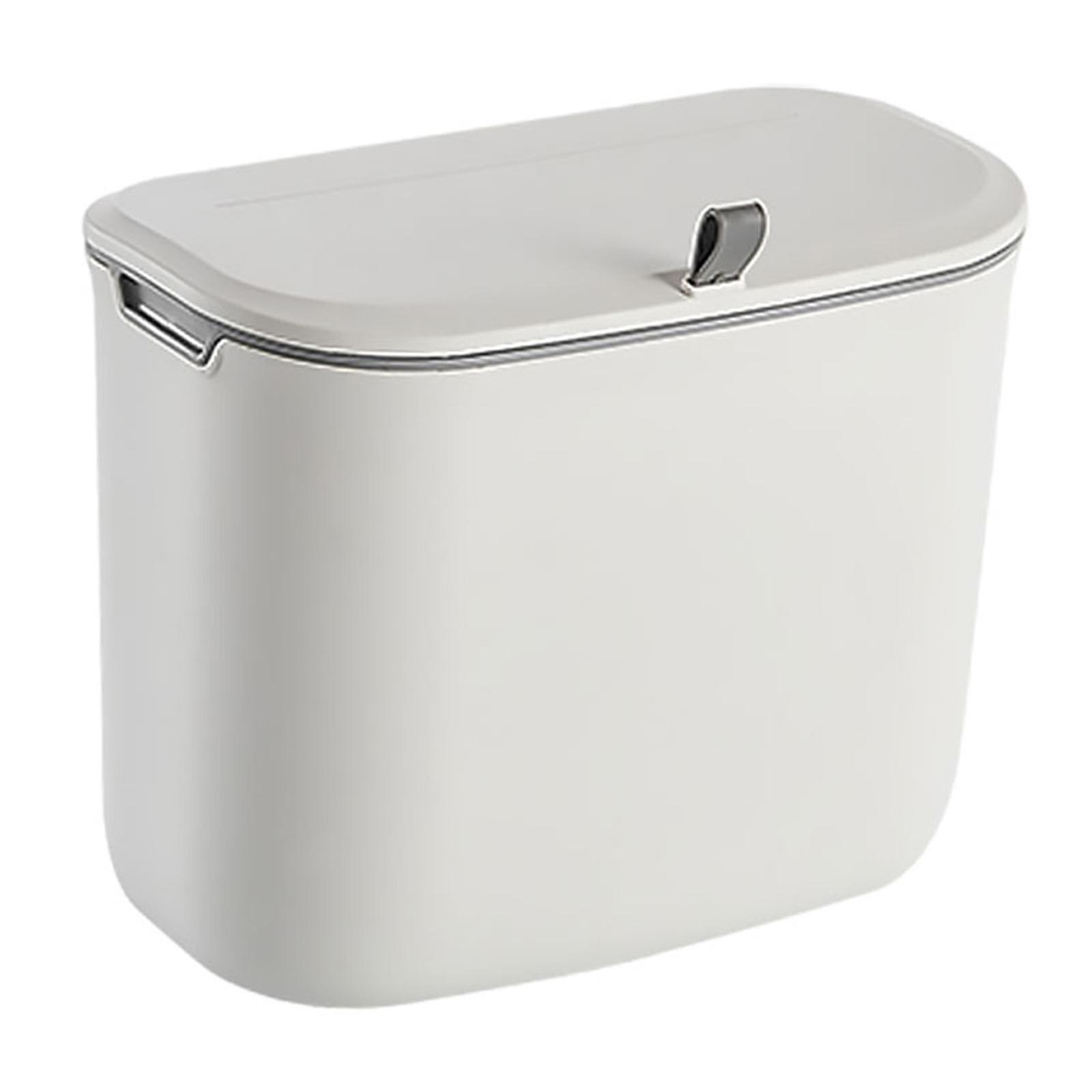 PP Wall Mounted Trash Can with Lid Compost Bin for Door Kitchen Laundry 7L