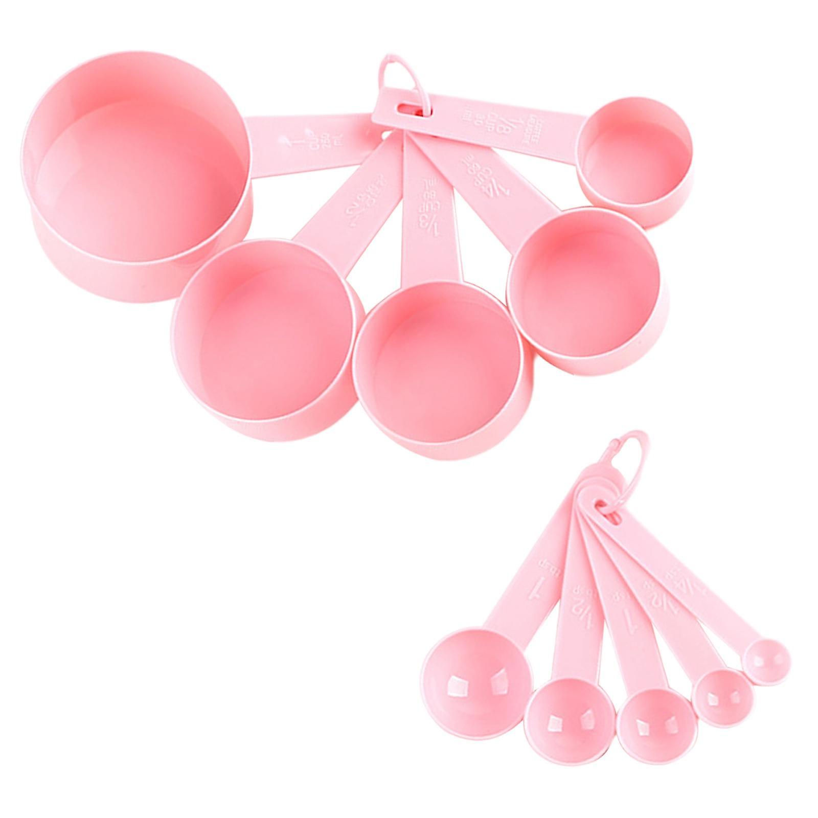 10x Measuring Spoons & Cups Coffee Scoops Teaspoon with Scale Pink