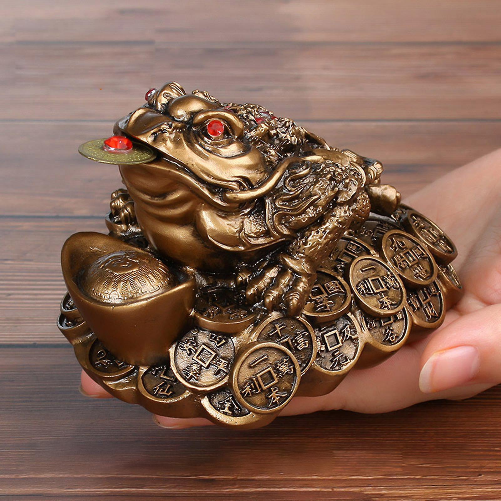 Fortune Wealth Chinese Golden Toad Resin Gold/bronze Toad Tabletop Ornaments