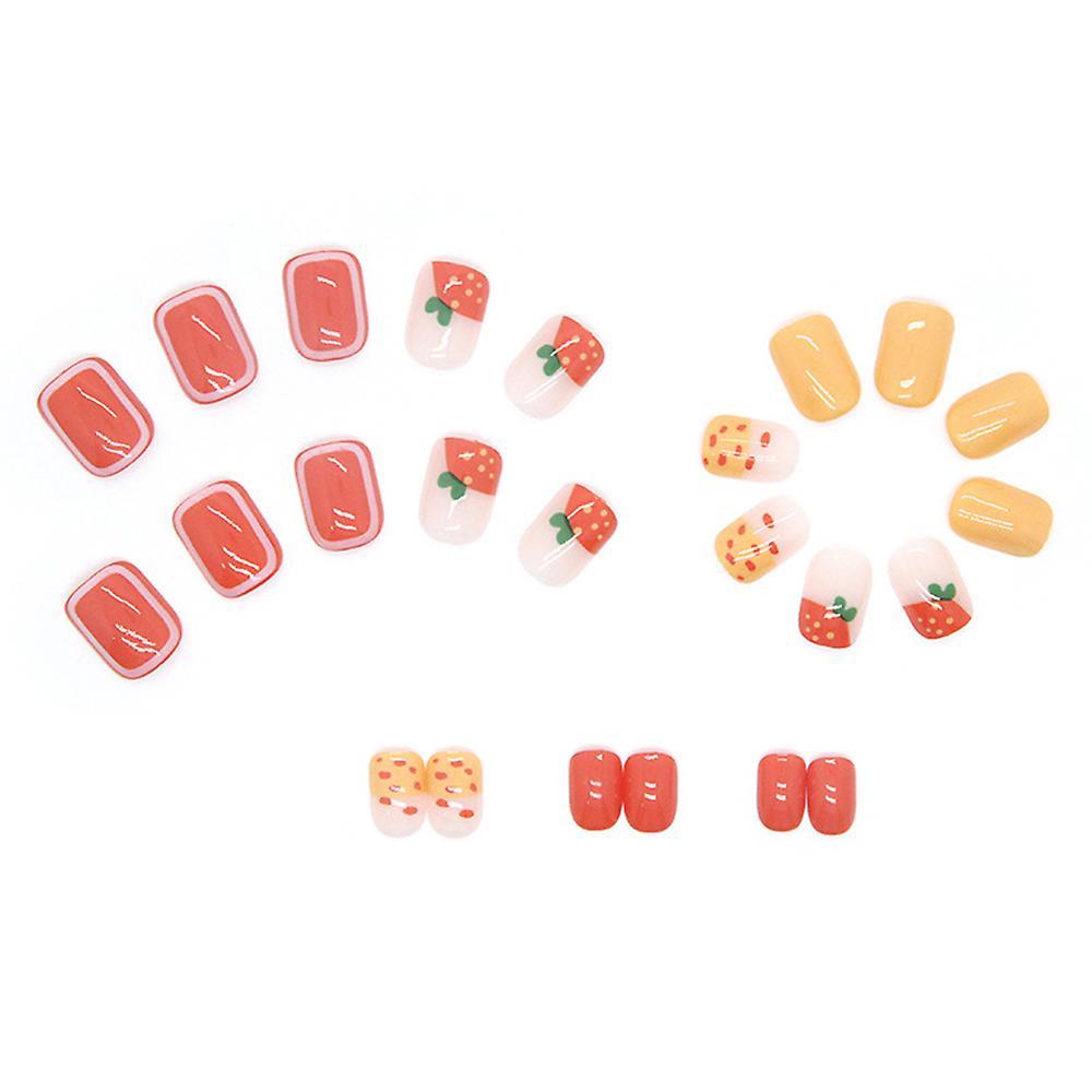 False Nail Salon Set Colorful Short Square Reusable Nail With Glue Matching With Rings And Necklaces