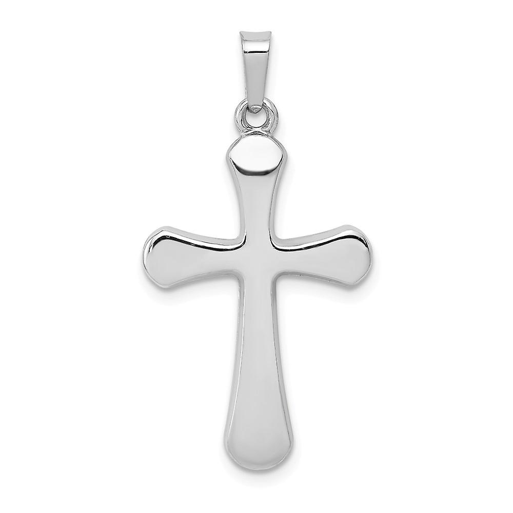 16.61mm 14k White Gold Polished Rounded Religious Faith Cross Pendant Necklace-Pendant for Women