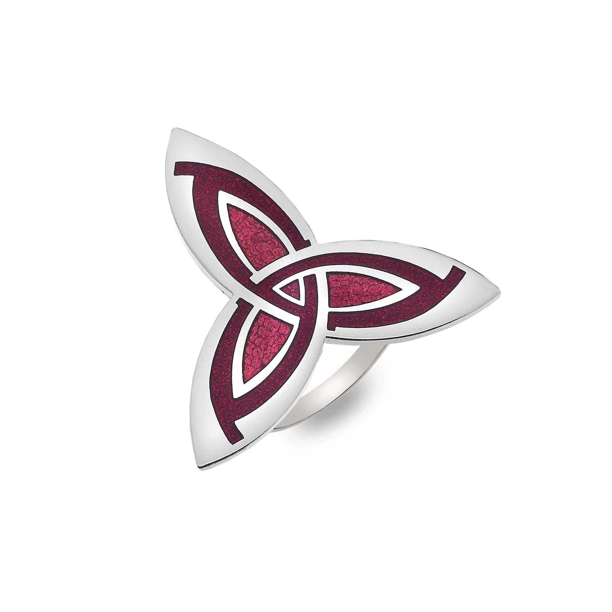 凯尔特三一结珐琅围巾戒指 - 红色 - 礼品 Bo x ed