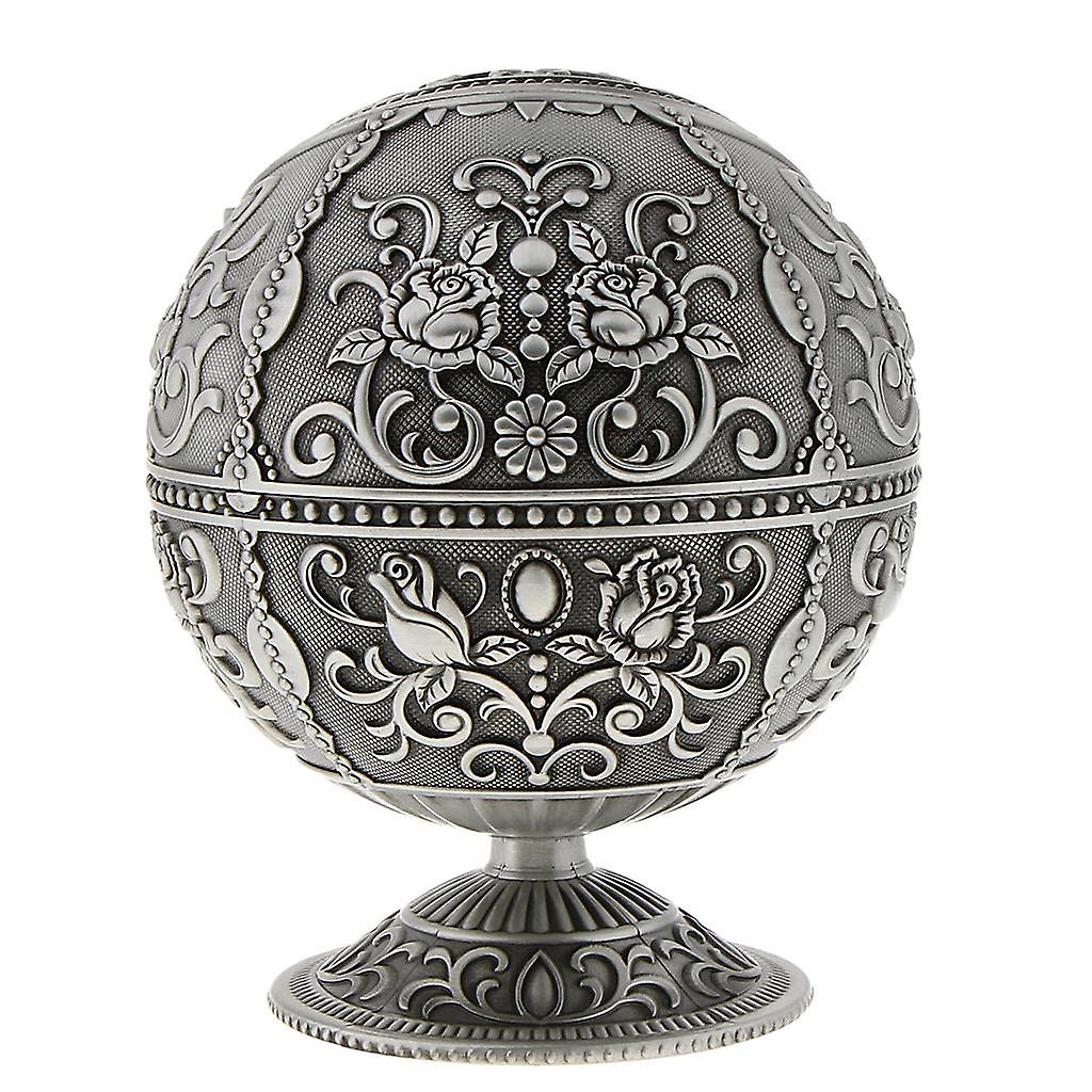 Creative Windproof Ashtray Jewelry Box Embossed Flower Decor Tin