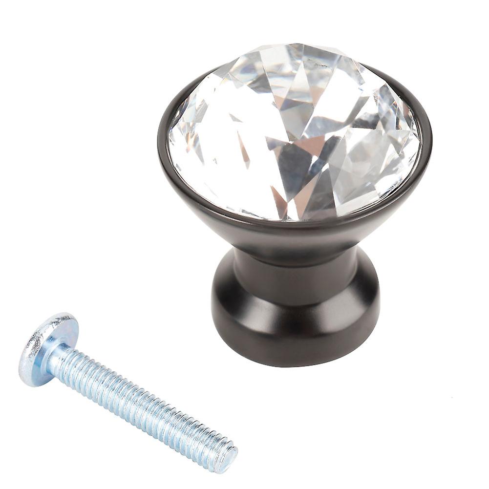 4Pcs 30mm Crystal Cabinet Dresser Knobs Single Hole Cupboard Drawer Knobs Pull Handles(Black)