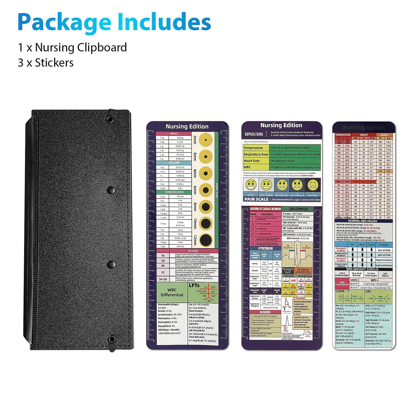 241x110mm Nursing Clipboard Notepad Folding Pocket Reference Clip Board Stickers